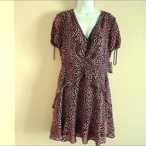 Sun Dress - Pink/Black printed Short Size 10